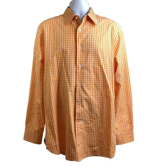 Lilly Pulitzer Men's Orange Long Sleeve Button Up Shirt Size L Preppy Old Money